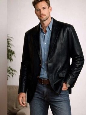 SCULLY MEN BUTTERSOFT LEATHER MEN BLAZER JACKET 2 BUTTONS  SINGLE BREASTED  48 T